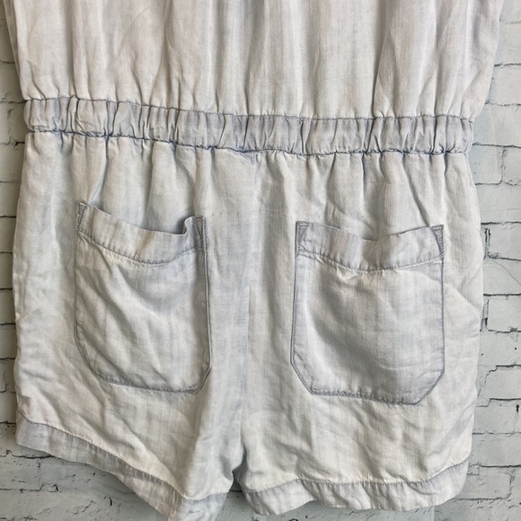 Cloth and Stone Chambray Utility Romper XS Sleeveless Tie Waist vacation coastal - Picture 14 of 16